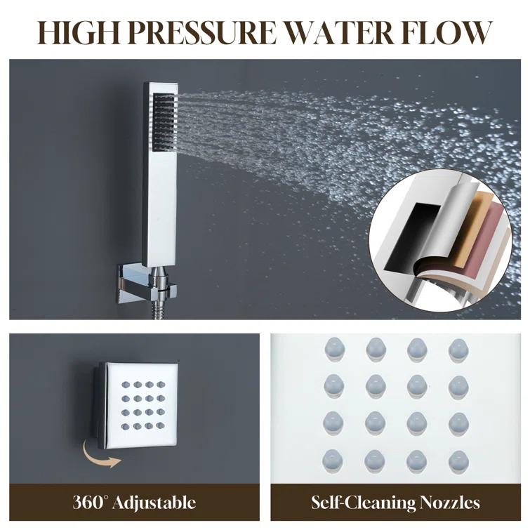 Revitalize 12 Inch Luxury Thermostatic Complete Shower System with Rough-in Valve