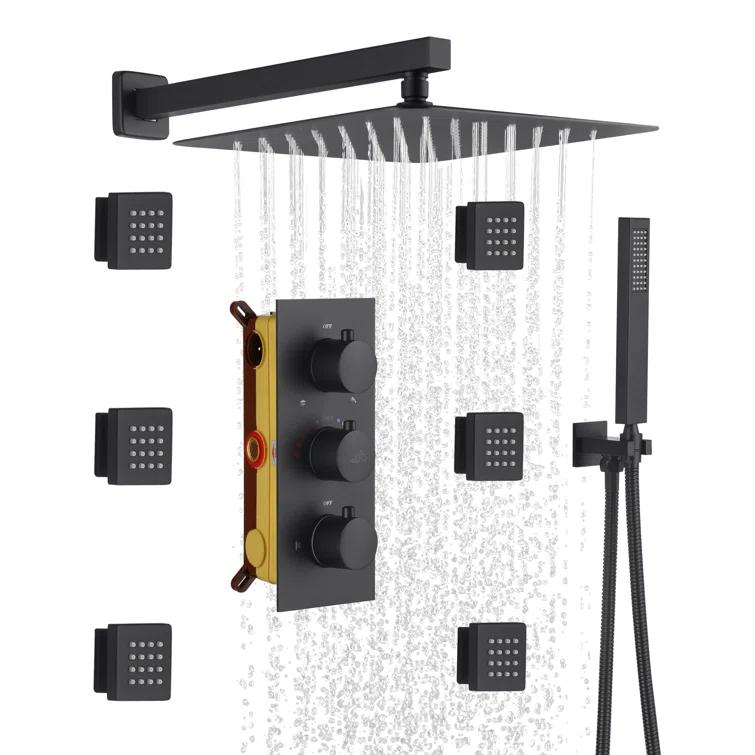 Revitalize 12 Inch Luxury Thermostatic Complete Shower System with Rough-in Valve