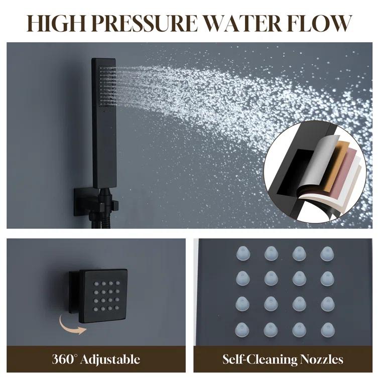 Revitalize 12 Inch Luxury Thermostatic Complete Shower System with Rough-in Valve