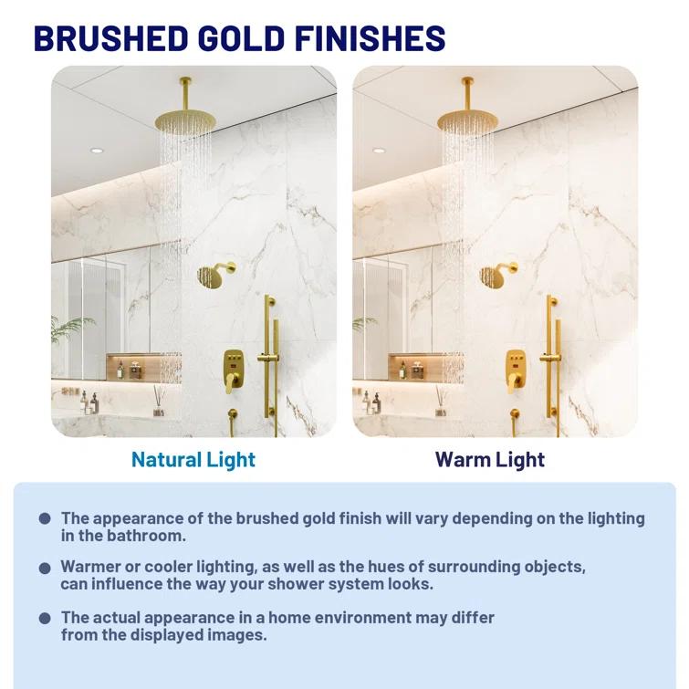 Rainfall Symphony 12inch Dual Showerhead Temperature Display Shower System with 2 in 1 Slider Bar Shower Handheld