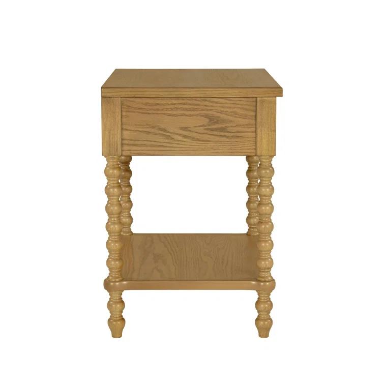 Beckett Turned Wood Spindle Nightstand with Drawer & Shelf