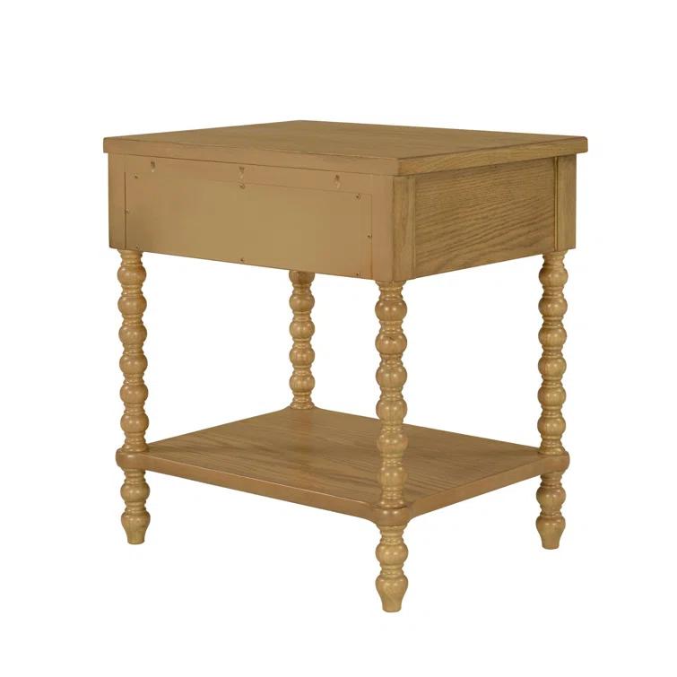 Beckett Turned Wood Spindle Nightstand with Drawer & Shelf
