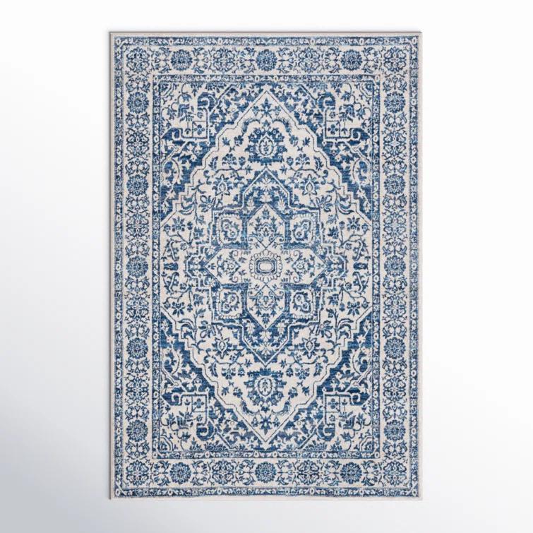 Cameron Oriental Handmade Tufted Navy/Light Gray Area Rug
