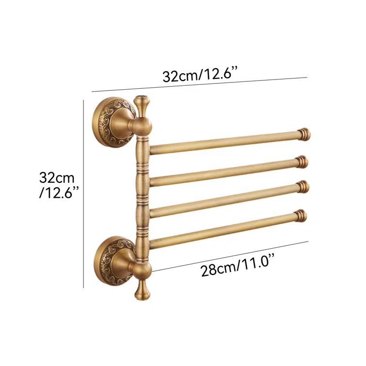 Blooming B0CG8YGM7N Bronze Folding 4-Arm Towel Rack