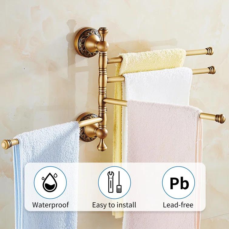 Blooming B0CG8YGM7N Bronze Folding 4-Arm Towel Rack