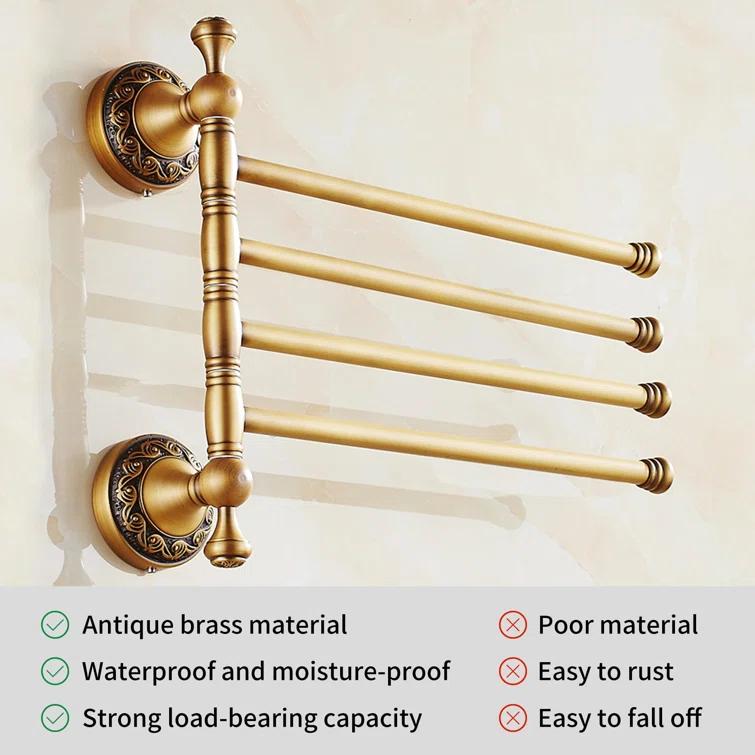 Blooming B0CG8YGM7N Bronze Folding 4-Arm Towel Rack