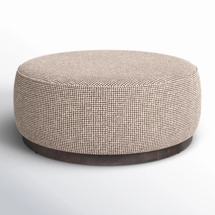 Aldora Round Ottoman - Taupe Weave