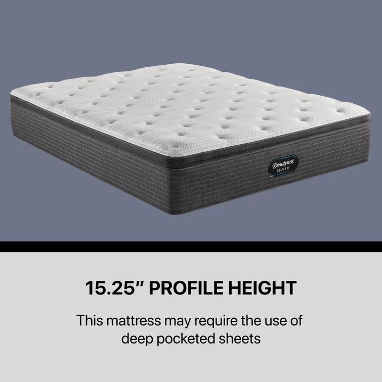 Beautyrest Silver BRS900 Plush Pillow Top 15.25" Innerspring Mattress and Box Spring Set