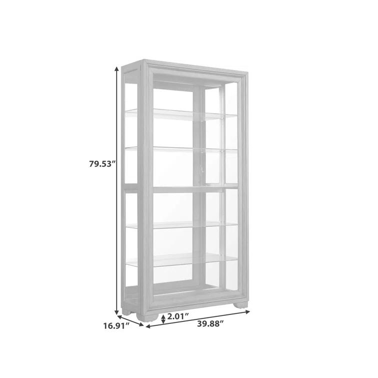 Pulaski Furniture Modern Wood Framed 5-Shelf Sliding Door Curio With LED Light