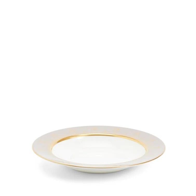 Anthemion Gray 8.9" Ceramic Rim Soup Bowl with 22-Carat Gold