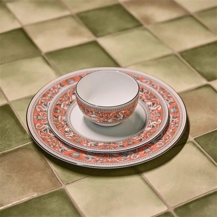 Handcrafted Orange Porcelain Dinner Plate, 10.75 inches