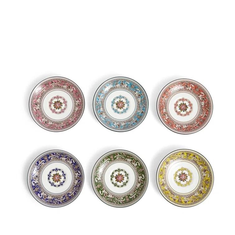 Florentine Multicolor Porcelain Teacup and Saucer Set of 6