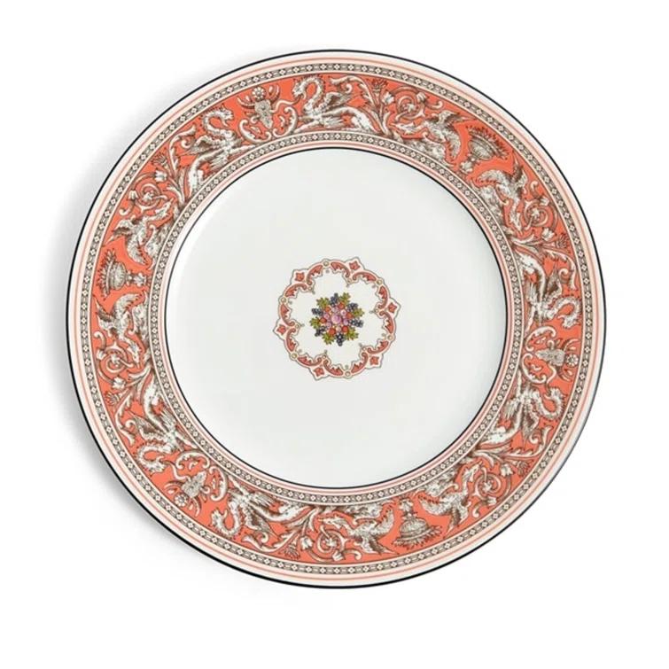 Handcrafted Orange Porcelain Dinner Plate, 10.75 inches
