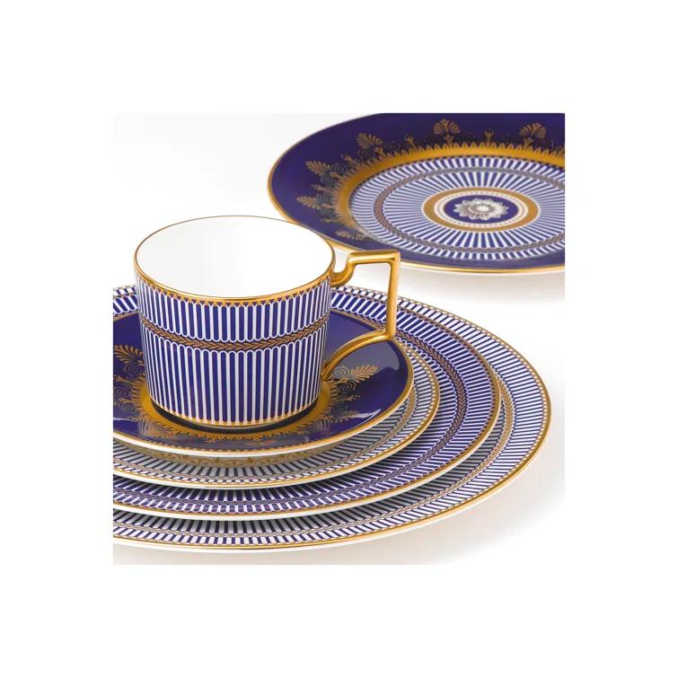 Handcrafted Blue and Gold Porcelain Salad Plate