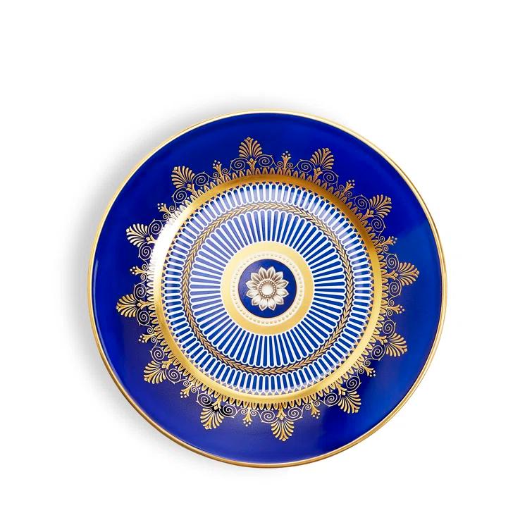 Handcrafted Blue and Gold Porcelain Salad Plate