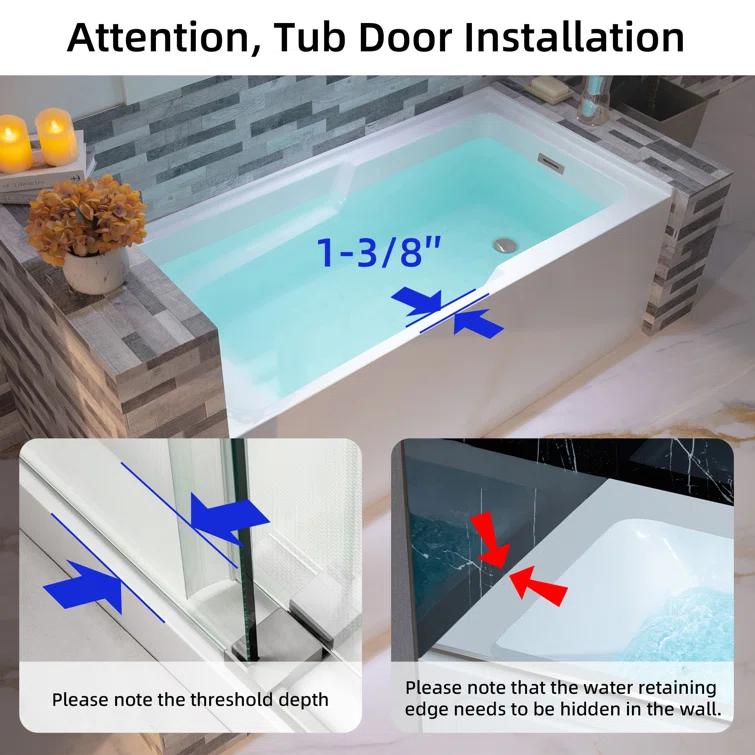 Flint 60'' x 30'' Alcove / Tile In Soaking Acrylic Bathtub