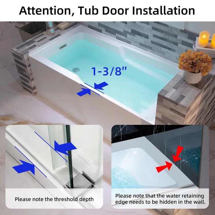 Flint 60'' x 30'' Alcove / Tile In Soaking Acrylic Bathtub