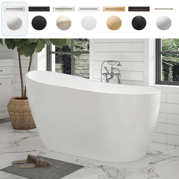 54" X 28" Freestanding Soaking Acrylic Bathtub