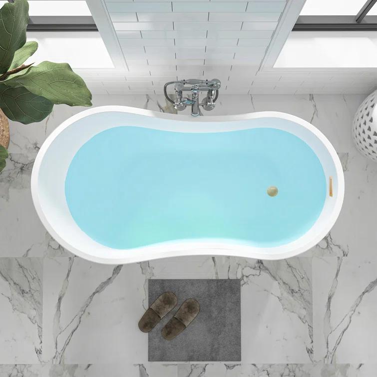 54" X 28" Freestanding Soaking Acrylic Bathtub