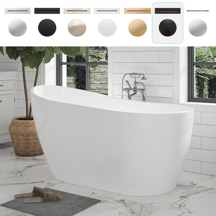 54" X 28" Freestanding Soaking Acrylic Bathtub