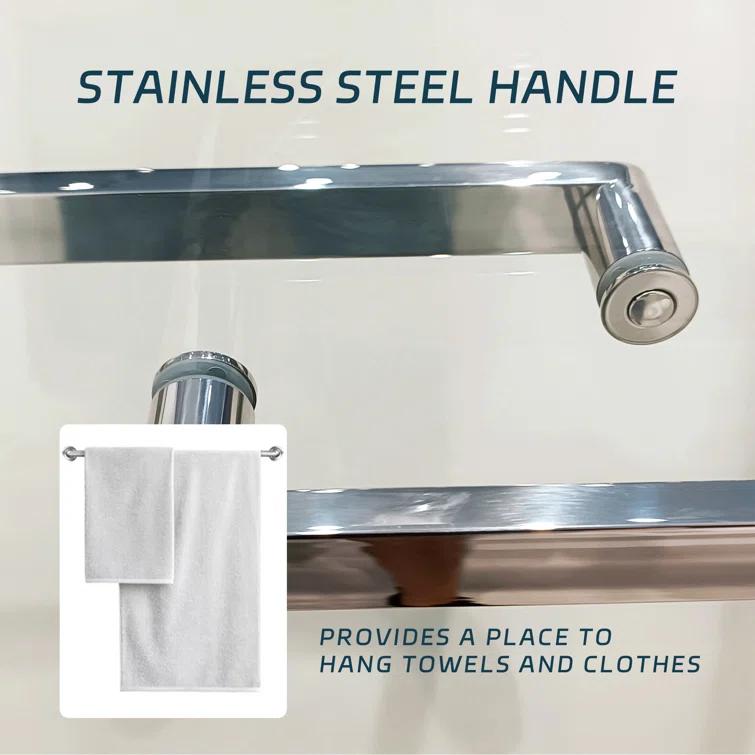 LAWRENCE 56-60"W X 75"H Frameless Double Sliding Shower Door, 304 Stainless Steel In Matte Black, 5/16" (8Mm) Thick SGCC Tempered Clear Glass. | Wayfair