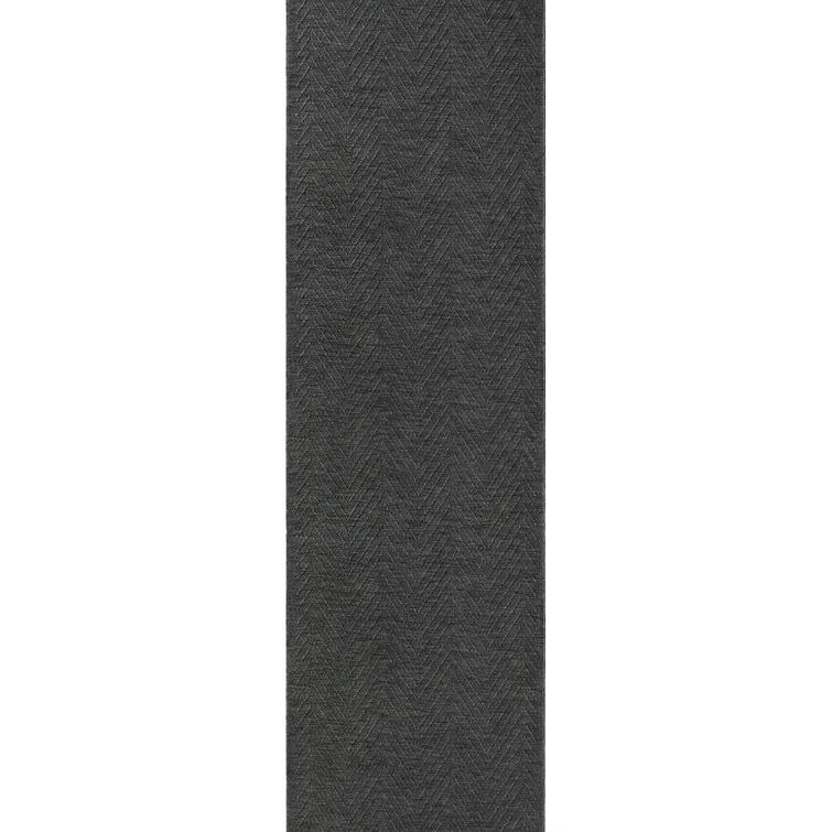 TOWN & COUNTRY BASICS Pax Herringbone Textured Solid Machine Washable Area Rug Black