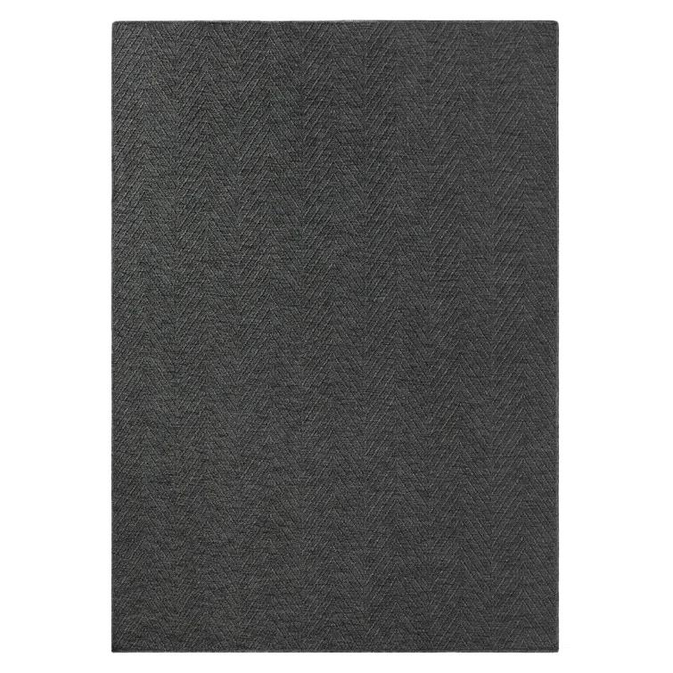 TOWN & COUNTRY BASICS Pax Herringbone Textured Solid Machine Washable Area Rug Black