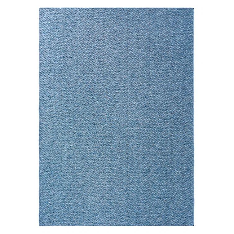 TOWN & COUNTRY BASICS Pax Herringbone Textured Solid Machine Washable Area Rug Blue