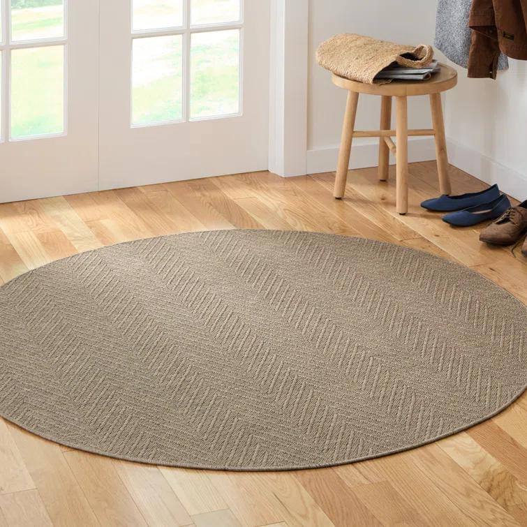 TOWN & COUNTRY BASICS Pax Herringbone Textured Solid Machine Washable Area Rug Brown