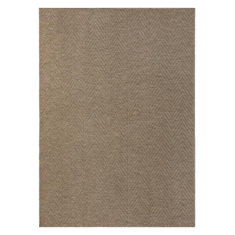 TOWN & COUNTRY BASICS Pax Herringbone Textured Solid Machine Washable Area Rug Brown
