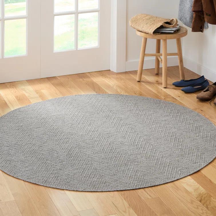 TOWN & COUNTRY BASICS Pax Herringbone Textured Solid Machine Washable Area Rug Grey