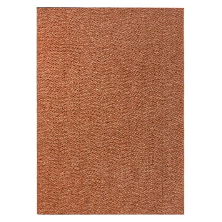 TOWN & COUNTRY BASICS Pax Herringbone Textured Solid Machine Washable Area Rug Rust