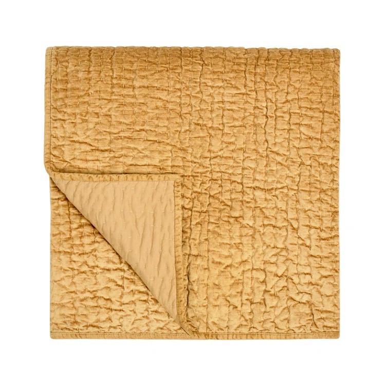 Gold Velvet Reversible King Quilt Set