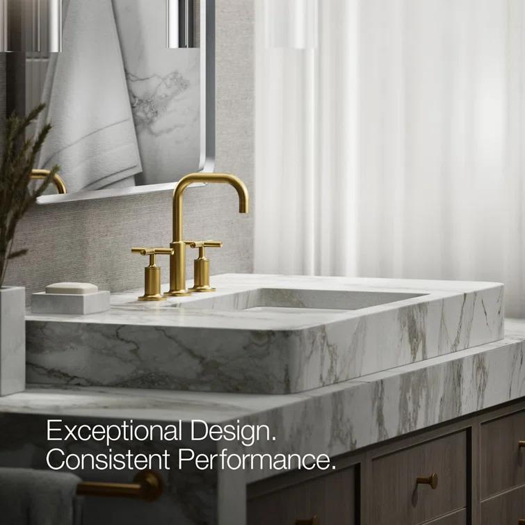 Vibrant Brushed Modern Brass Widespread Bathroom Faucet with Cross Handles