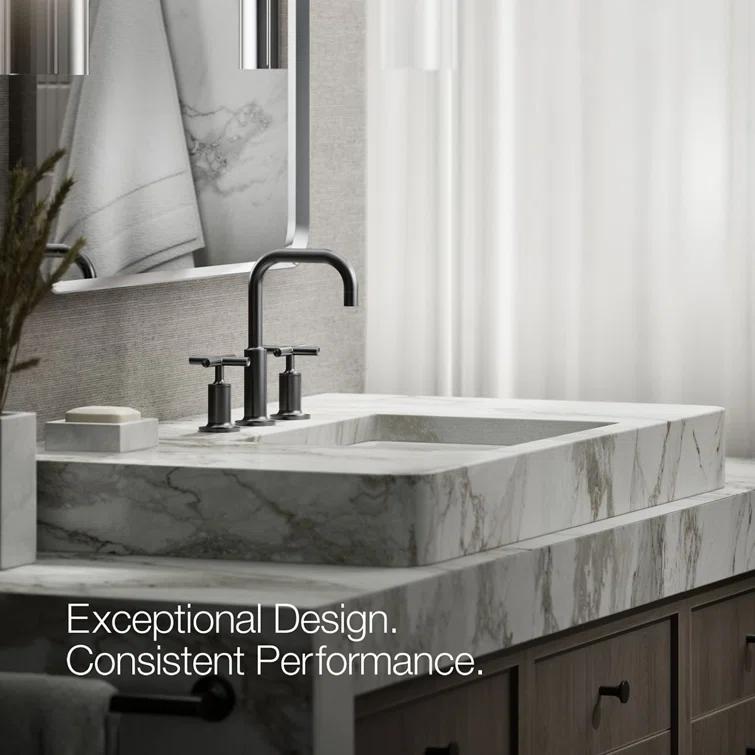 Kohler Purist® Widespread Bathroom Faucet with Pop-Up Drain Assembly, 3-Hole High Arc Cross Handle Bathroom Sink Faucet, 1.2 gpm