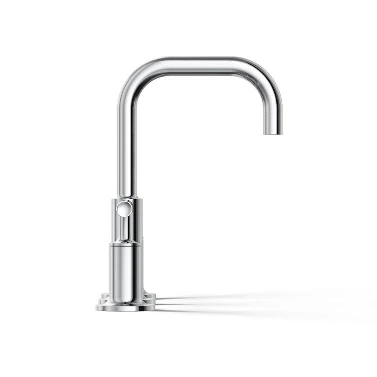 Purist® Widespread Faucet with Drain Assembly Low Lever Handles and Low Gooseneck Spout