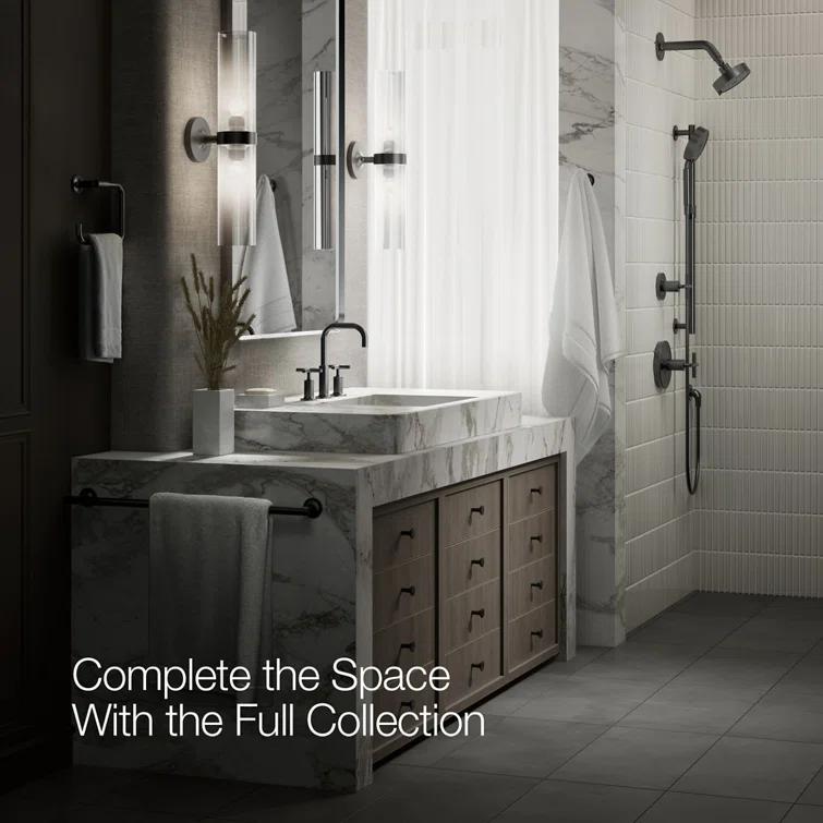 Kohler Purist® Widespread Bathroom Faucet with Pop-Up Drain Assembly, 3-Hole High Arc Cross Handle Bathroom Sink Faucet, 1.2 gpm