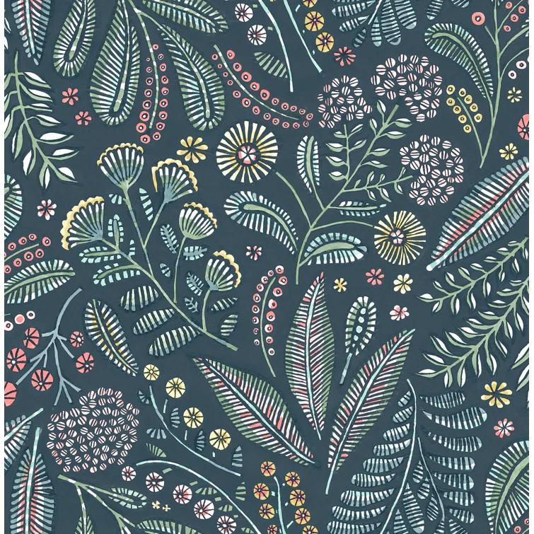Briar Teal Floral Non-Woven Removable Wallpaper