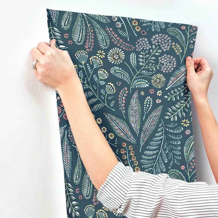 Briar Teal Floral Non-Woven Removable Wallpaper
