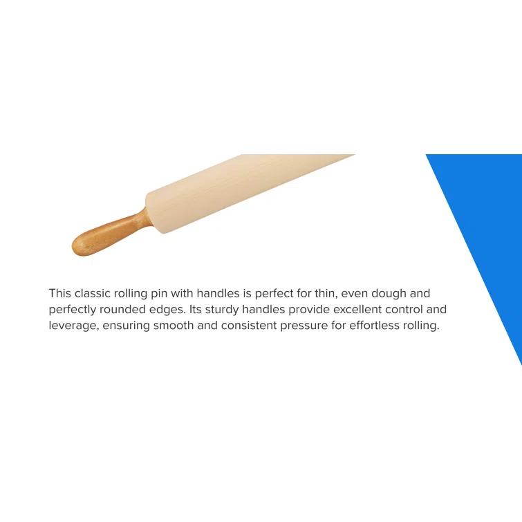 Frieling Classic Rolling Pin with handles, 12", Brown