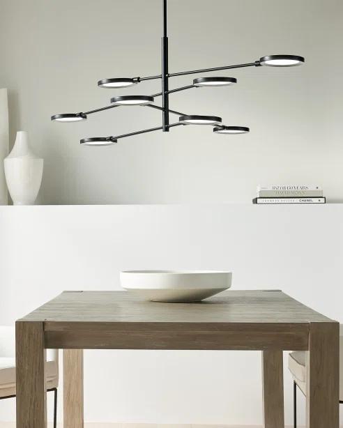 Modern Black Acrylic 8-Light Chandelier with Brass Finish