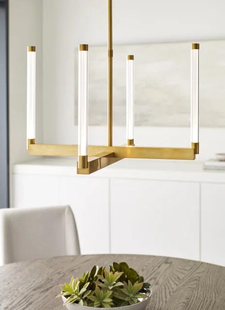 Phobos Sculptural LED Chandelier in Natural Brass, 36" Diameter