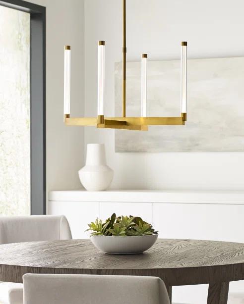 Phobos Sculptural LED Chandelier in Natural Brass, 36" Diameter