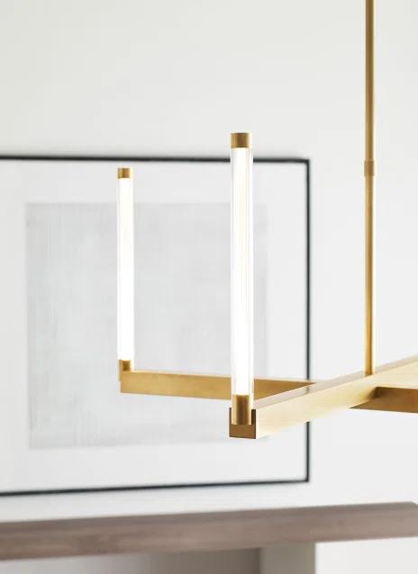 Phobos Sculptural LED Chandelier in Natural Brass, 36" Diameter