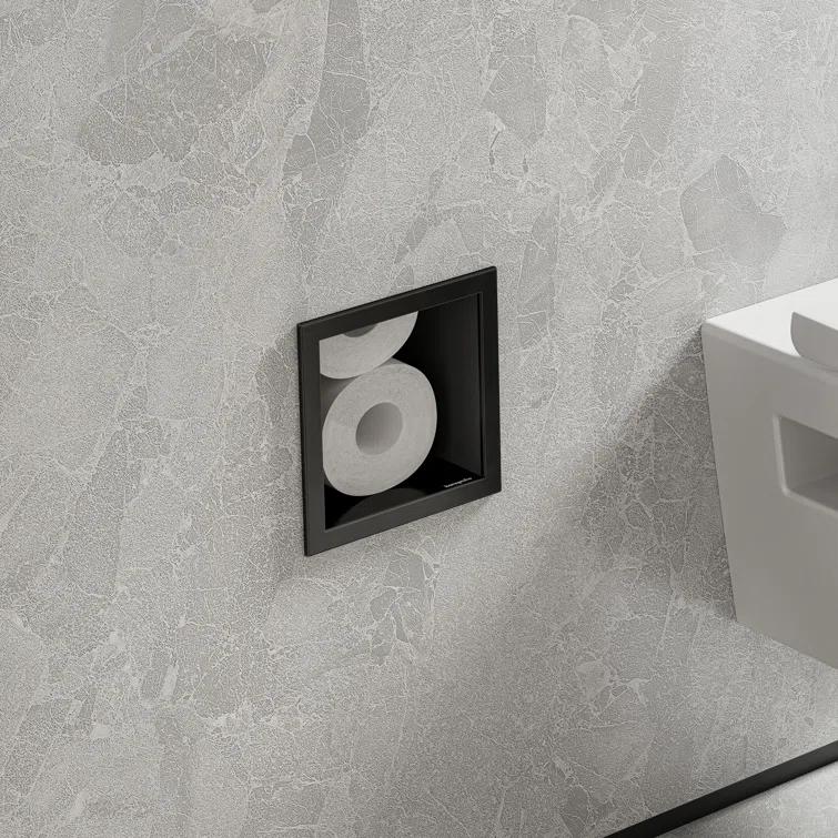 Hansgrohe 56058670 hansgrohe XtraStoris Original Recessed Toilet Paper Holder with Storage & Tileable Door