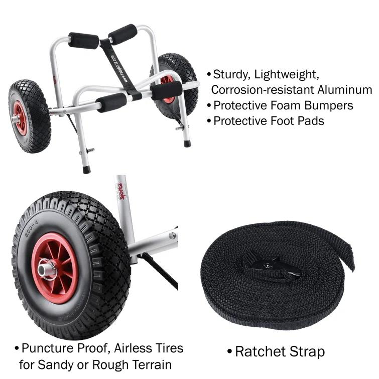 Rad Sportz Kayak Trolley Cart - 140lb Capacity for Transporting Kayak,SUP and Paddleboard or Canoe