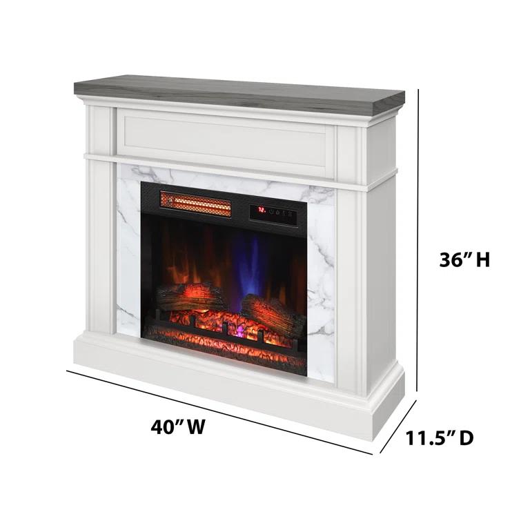 duraflame Wall Mantel Electric Fireplace, Bright White