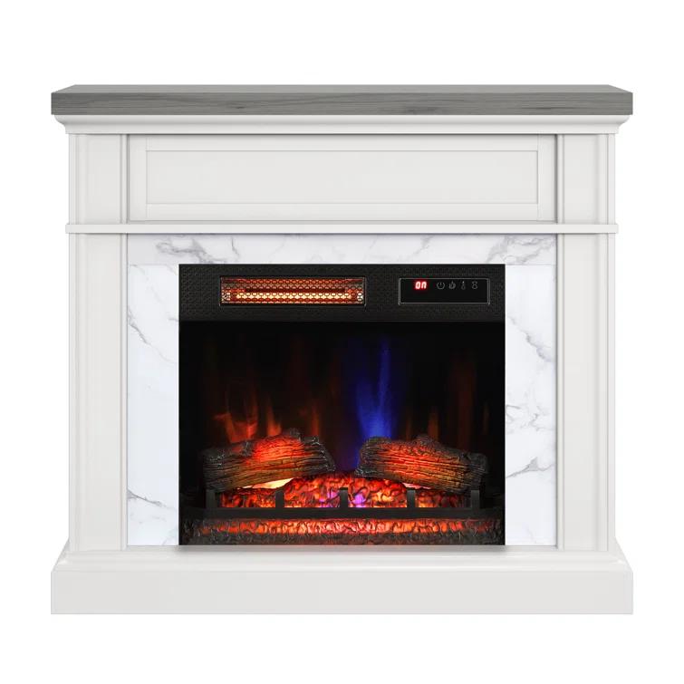 duraflame Wall Mantel Electric Fireplace, Bright White