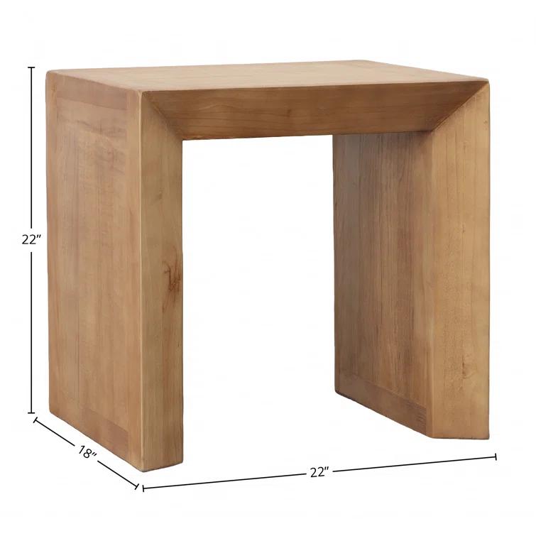 Dovetail Furniture Sonya 22" Wide Reclaimed Pine Wood Side Table, Natural
