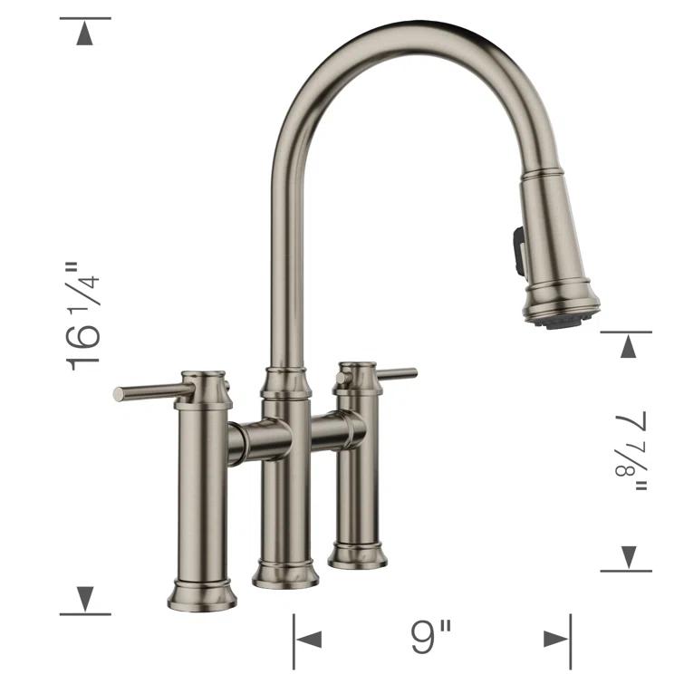 Empressa Pull Down Dual Spray Bridge Faucet